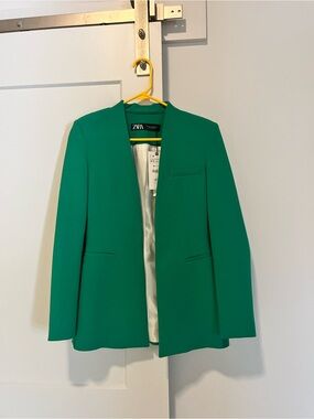 Zara Emerald Open-Front Blazer Jacket